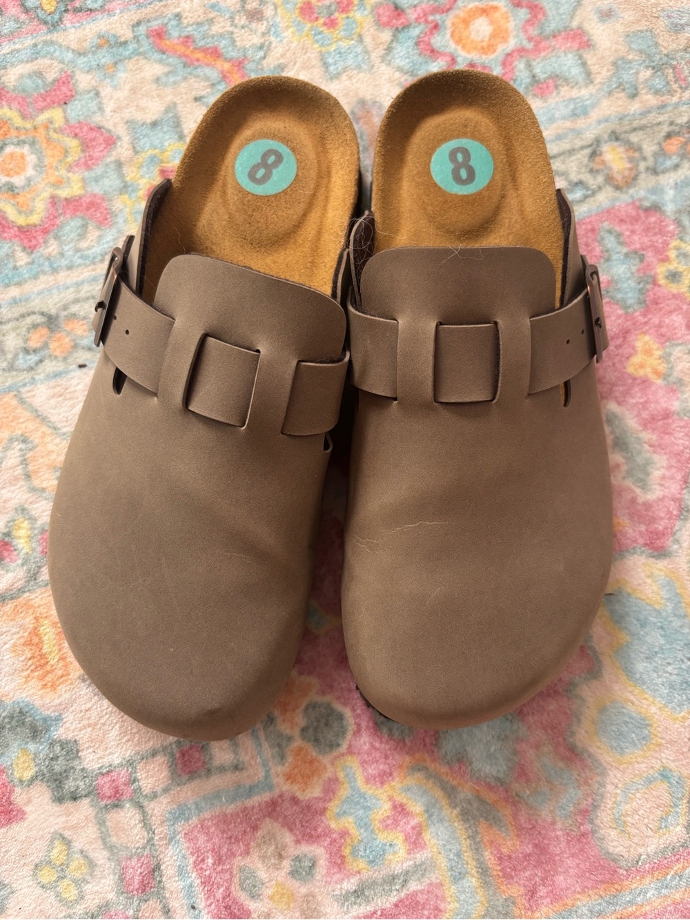 Women’s Brown Slip-On Clog Mule with Buckle Detail